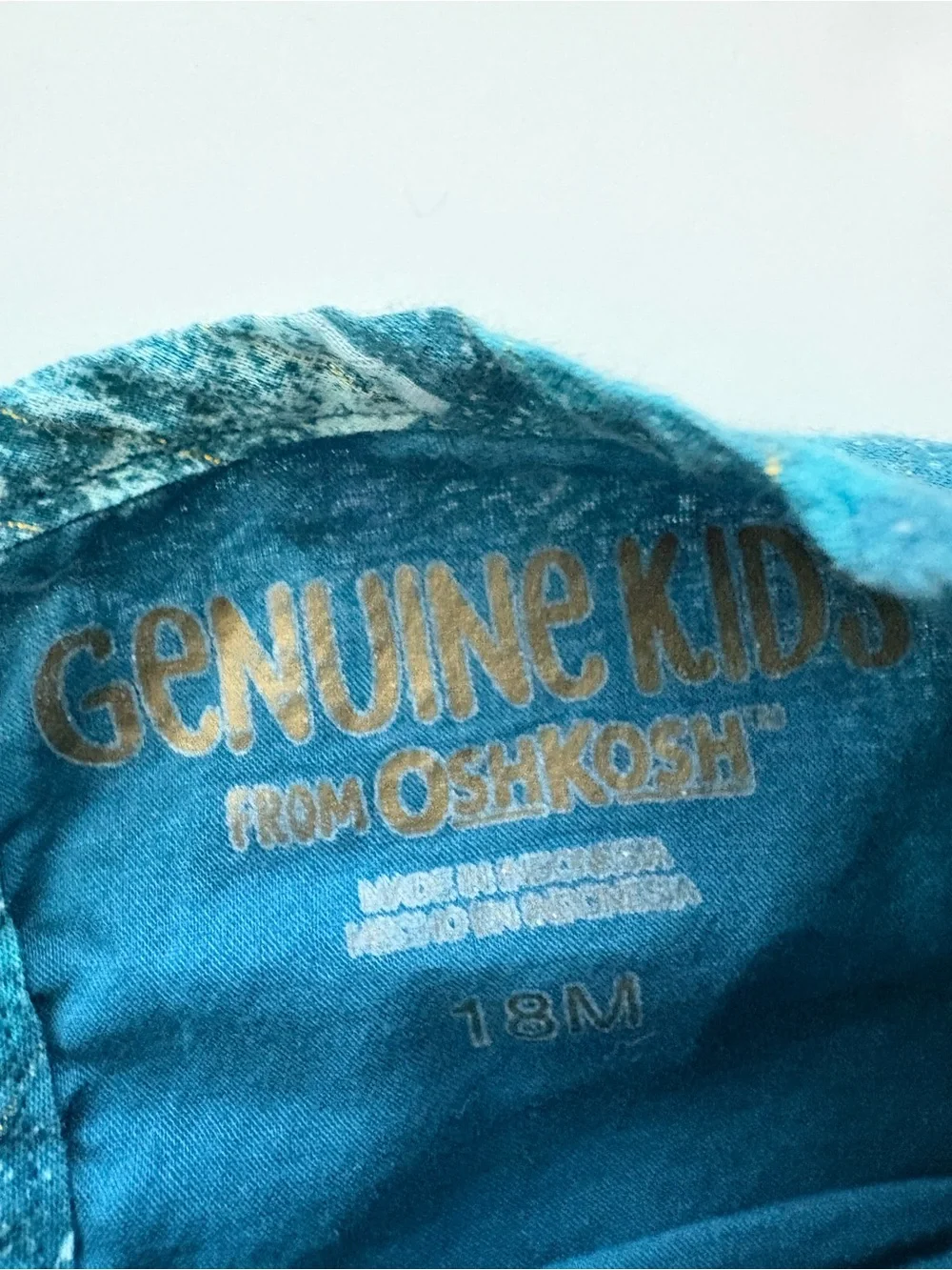 KIDS OshKosh B’gosh Girls Teal Geometric Metallic Print Dress Size 18M NWT